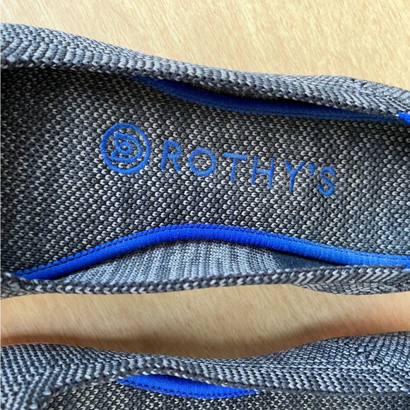 Rothy’s Grey Birdseye Pink Sole Round Toe Flats Sz 6 - Picture 2 of 15